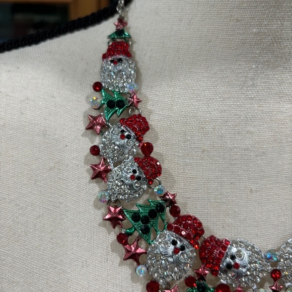 Santa Claus Necklace Earrings Christmas Element Party Costume Jewelry Set - Picture 7 of 14